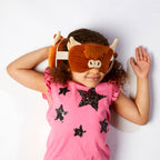 Relaxeazzz Highland Coo Round Plush Travel Pillow & Eye Mask