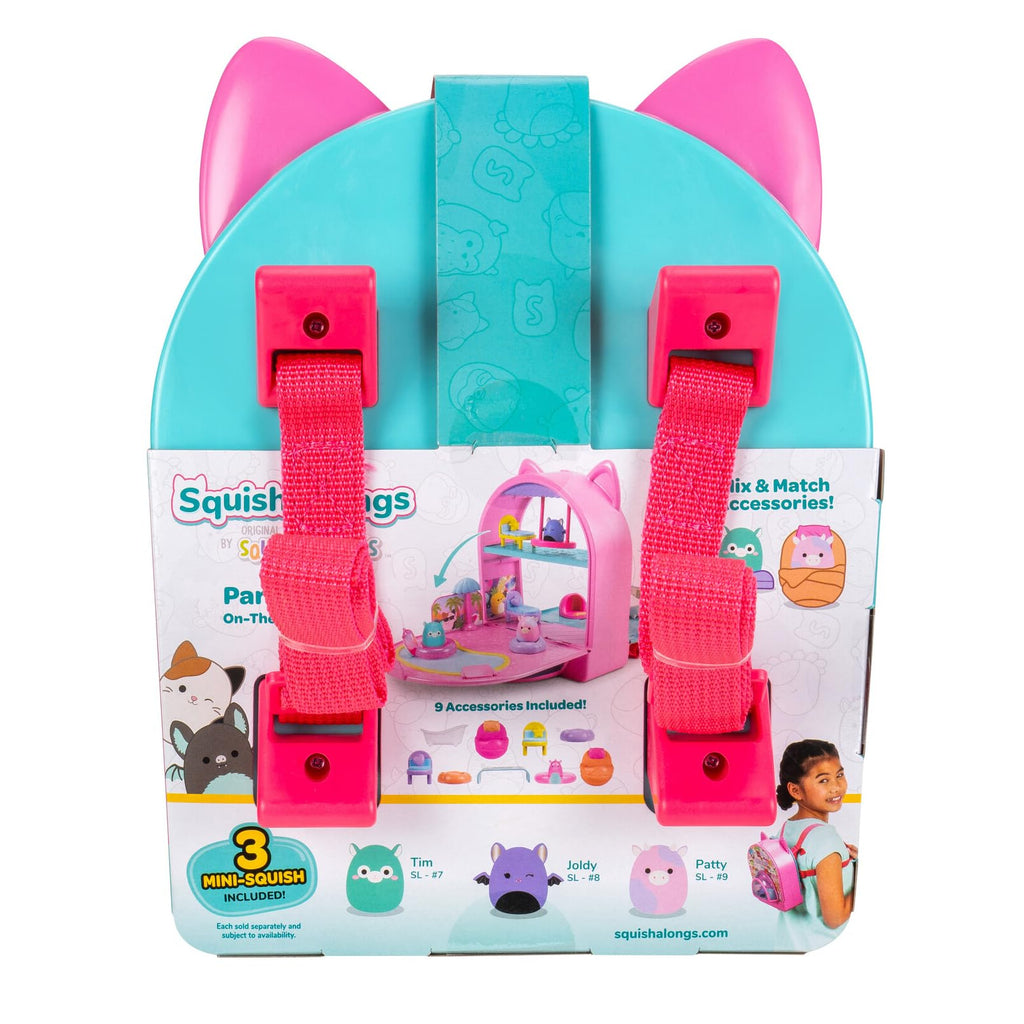 Jazwares Squish-a-longs by Original Squishmallows Party Pack On-the-Go Playset - Series 1 - Three 1-Inch Mini-Squish with 9 Furnishings