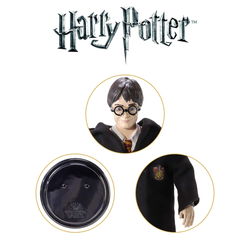 The Noble Collection Harry Potter Bendyfigs Harry Potter - 7.5in (19cm) Noble Toys HP Bendable Figure Posable Collectible Doll Figures With Stand