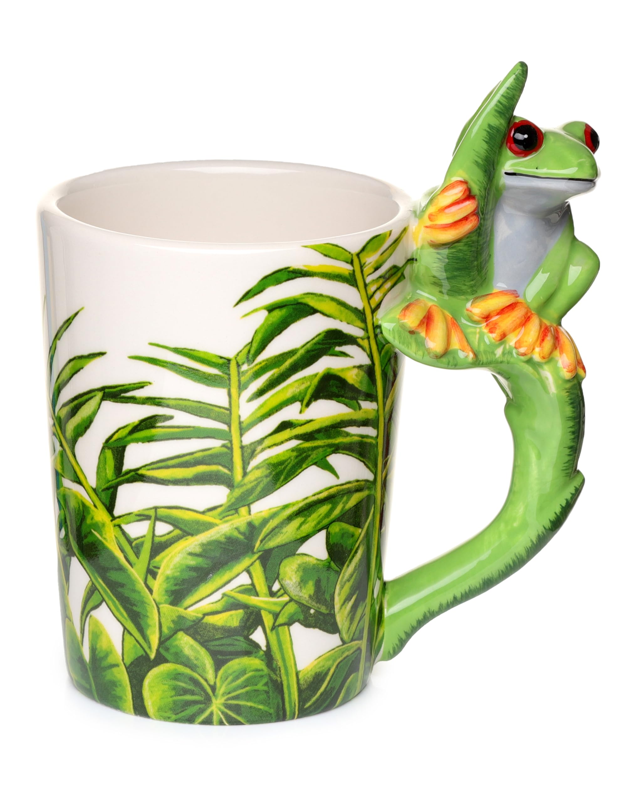 Puckator Tree Frog with Foliage Decal Ceramic Shaped Handle Mug Puckator