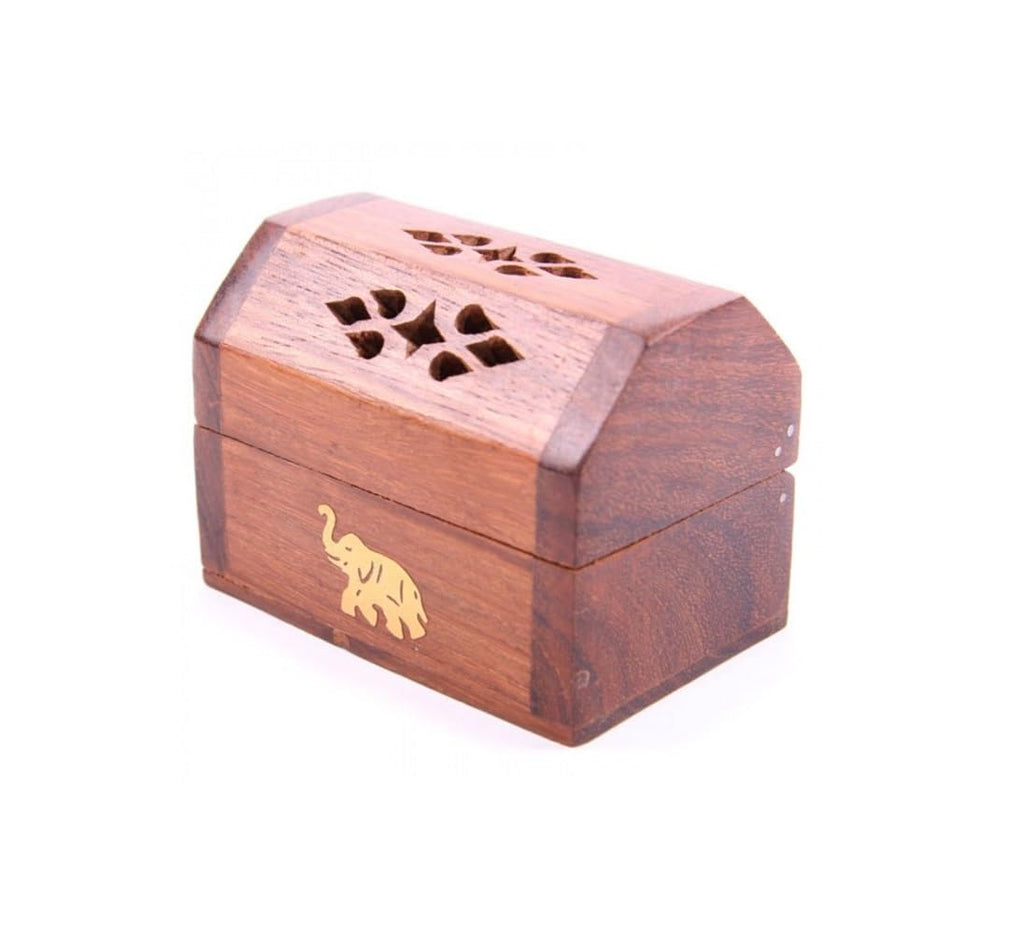 Puckator Sheesham Wood Mini Incense Burner Box-Elephant Inlay Puckator
