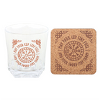 Viking Compass Lowball Glass with Cork Coaster – 300ml