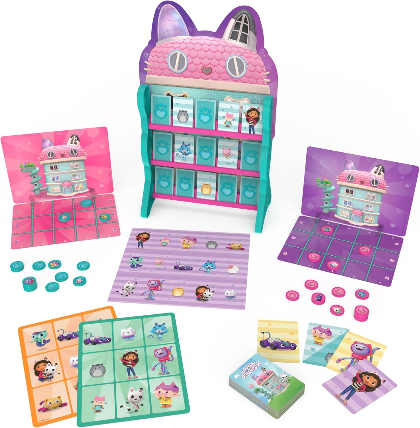 Gabby’s Dollhouse, Games HQ Checkers Tic Tac Toe Memory Match Go Fish Bingo Cards Board Games Toy Gift Netflix Party Supplies Spin Master Games