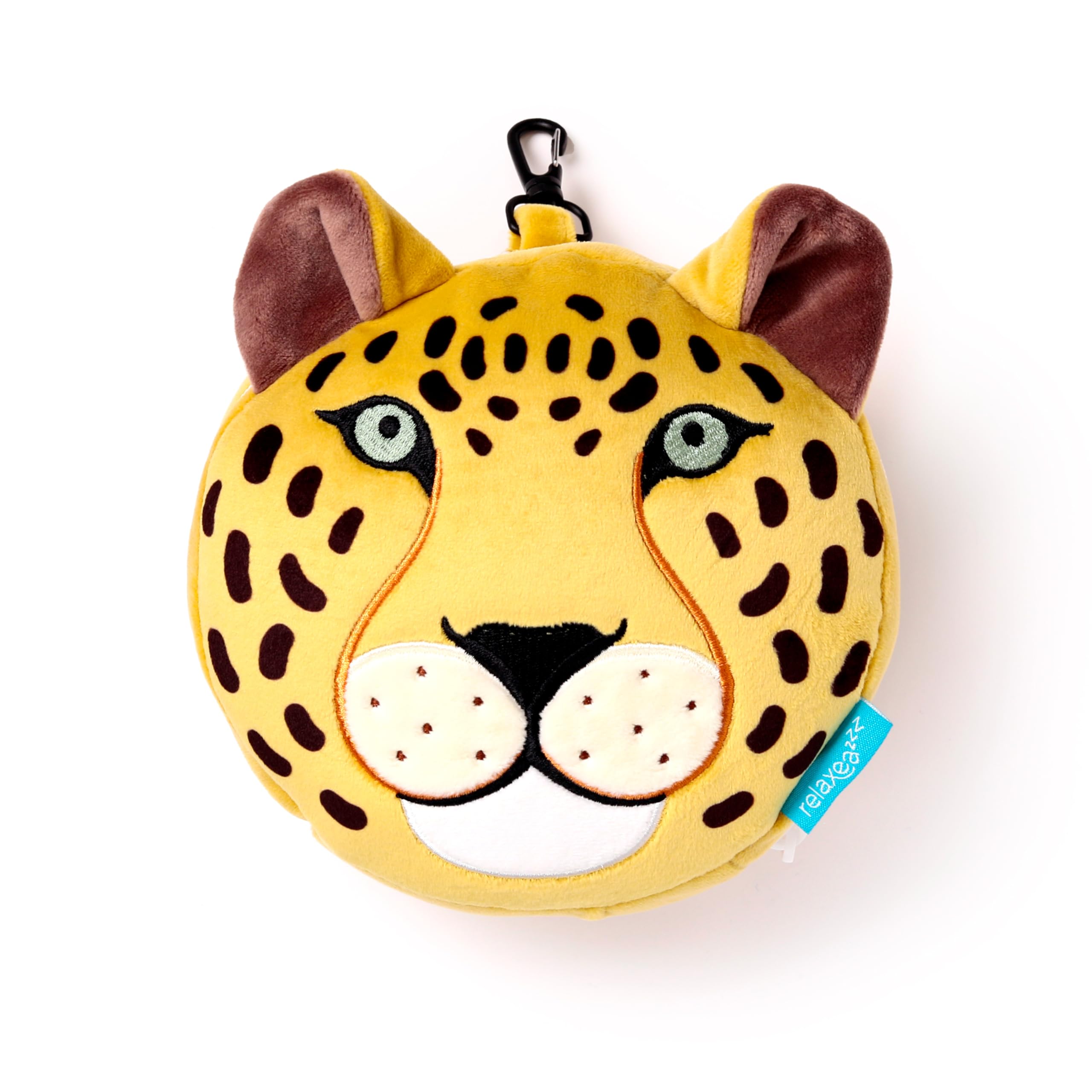 Relaxeazzz Leopard Round Plush Travel Pillow & Eye Mask