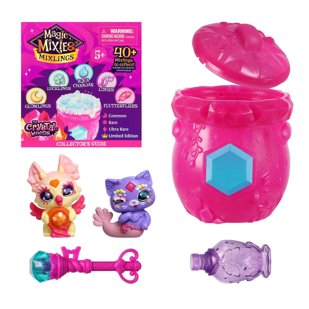 Moose Toys Magic Mixies Mixlings Fizz & Reveal 2 Pack Cauldron Crystal Woods Series