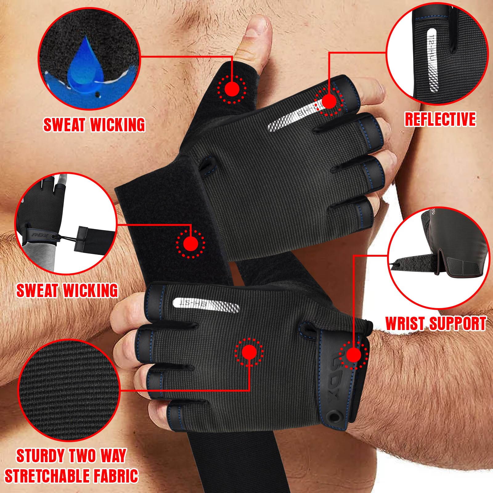 RDX T2 Half Weight Lifting Gloves