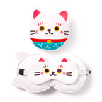 Relaxeazzz Maneki Neko Lucky Cat Round Plush Travel Pillow & Eye Mask Relaxeazzz