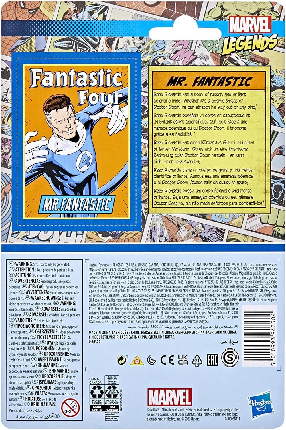 Marvel Hasbro Legends Series Mr. Fantastic Action Figure Toy 9.5 cm Retro 375 Collection Marvel