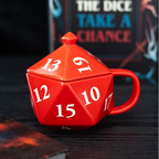 D20 Gaming Dice-Shaped Ceramic Mug with Lid – 500ml