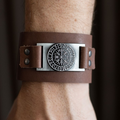 Viking Compass Leather Cuff Bracelet