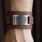 Viking Compass Leather Cuff Bracelet