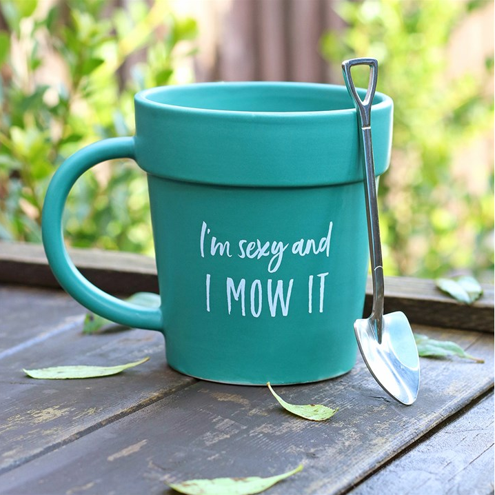 I'm Sexy and I Mow It Plant Pot Mug and Shovel Spoon – 400ml