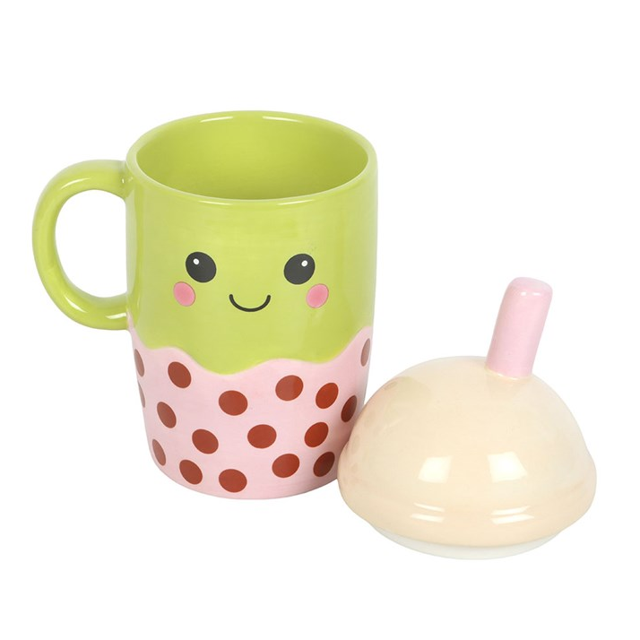 Kawaii Bubble Tea Lidded Mug