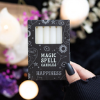 Set of 12 White 'Happiness' Spell Candles