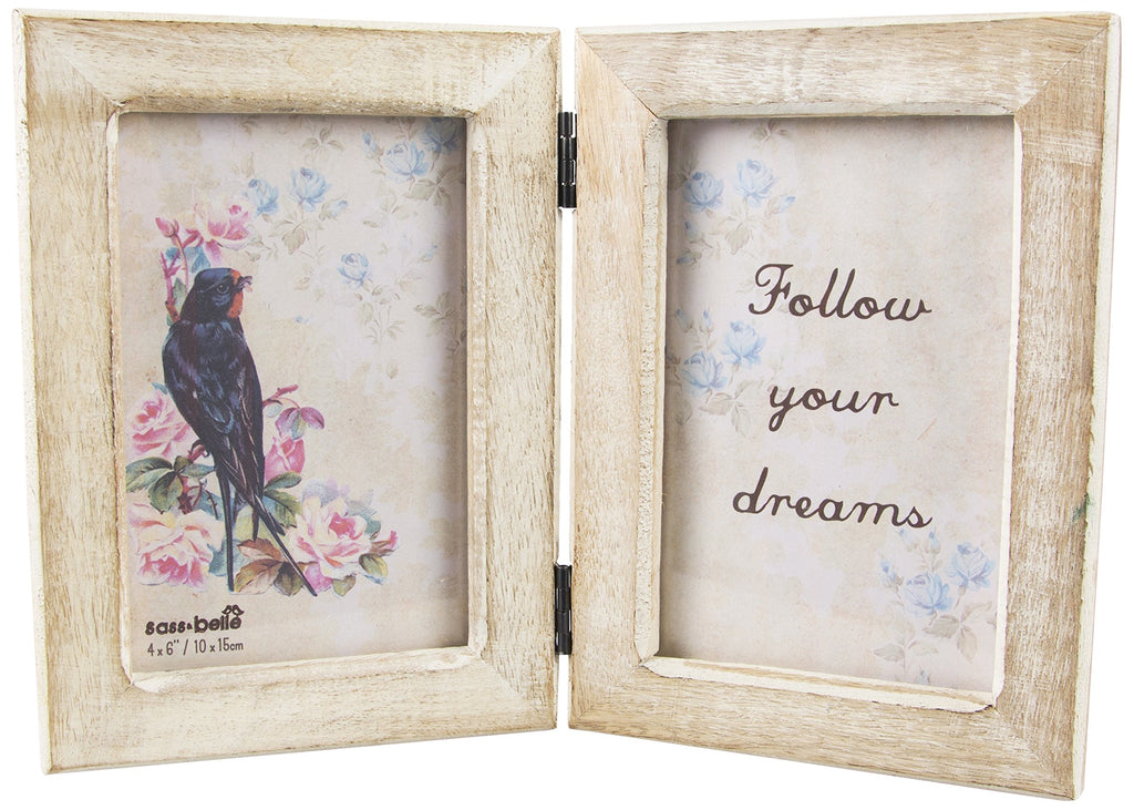Sass & Belle Double White Wood Photo Frame