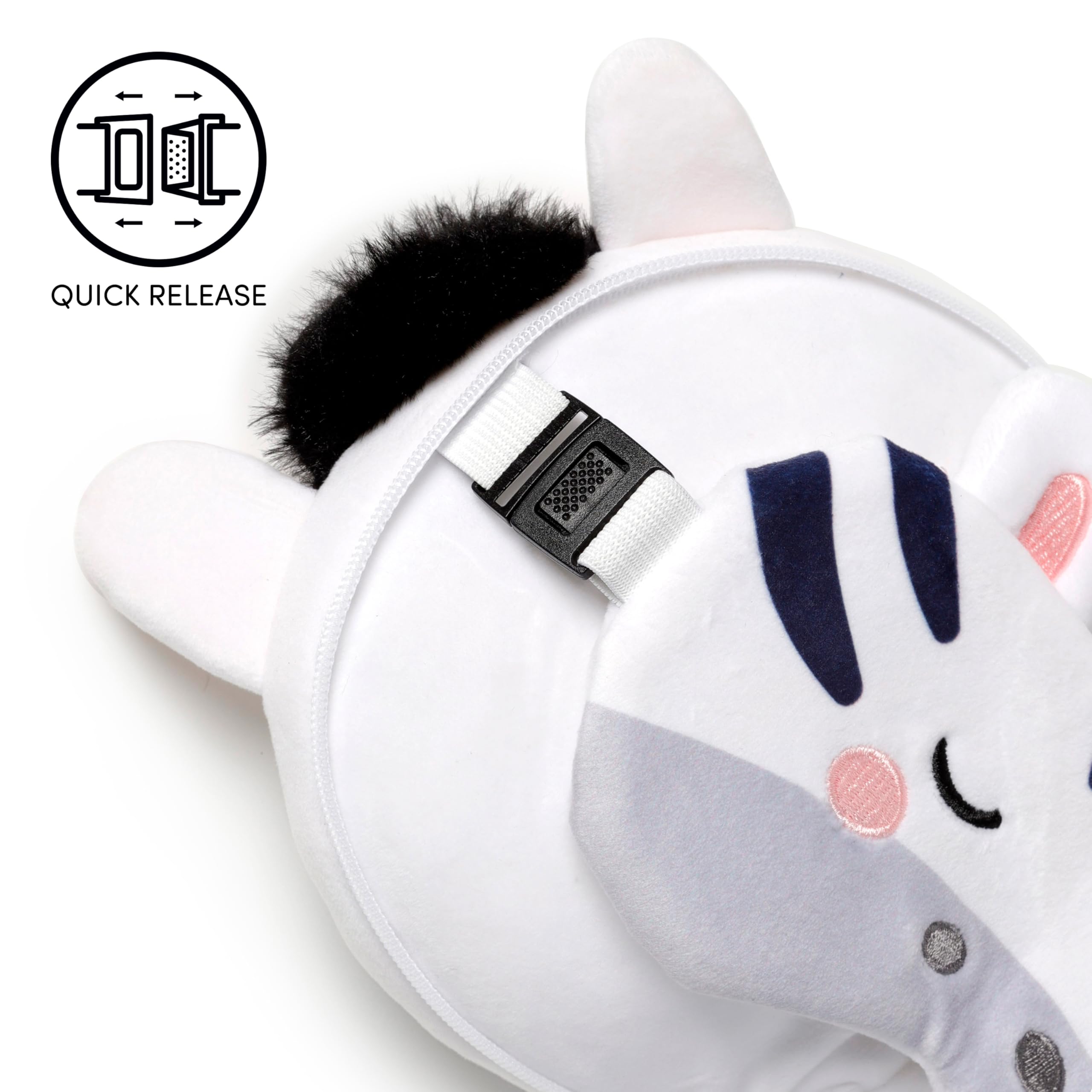 Relaxeazzz Adoramals Bali the Zebra Round Plush Travel Pillow & Eye Mask Relaxeazzz