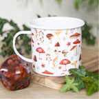 All Over Mushroom Print Enamel Mug