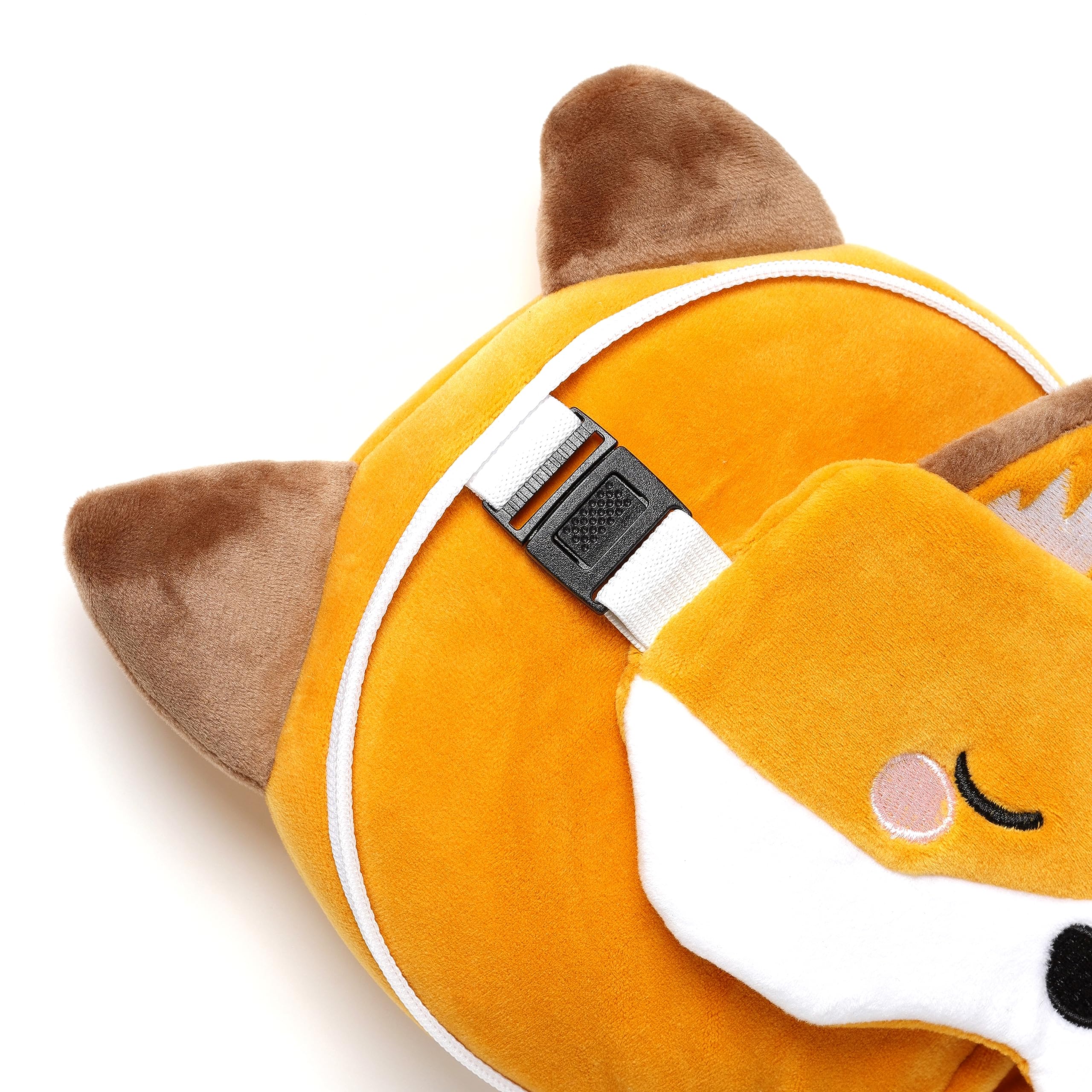 Relaxeazzz Adoramals Finnick The Fox Round Plush Travel Pillow & Eye Mask Relaxeazzz