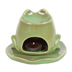 Frog-Shaped Oil Burner with Lily Pad Plate