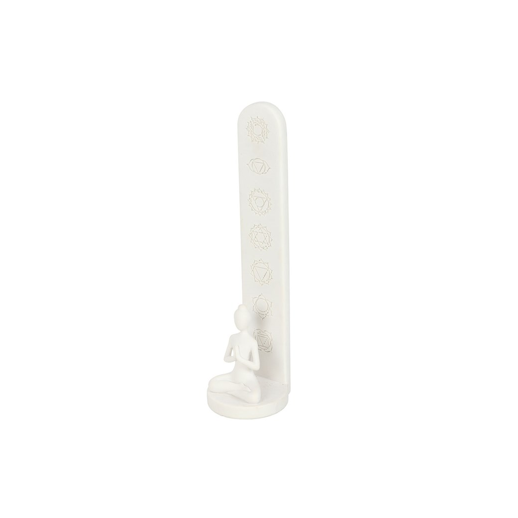 White Chakra and Yoga Pose Incense Stick Holder