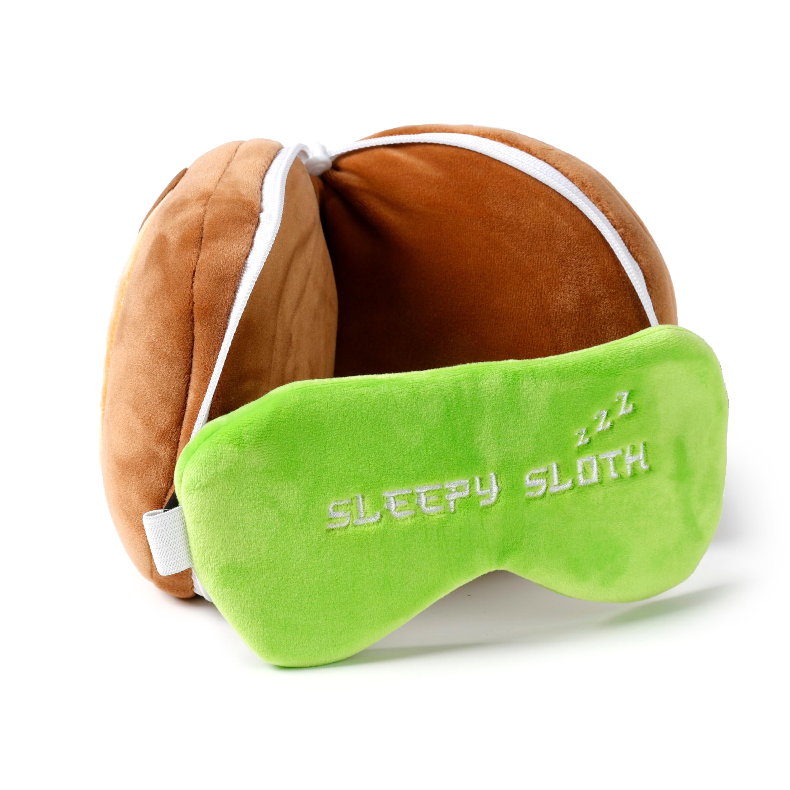 Relaxeazzz Sloth Lucky Cat Round Plush Travel Pillow & Eye Mask Puckator