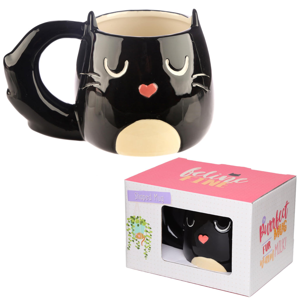 Puckator Feline Fine Black Cat Shaped Mug Puckator