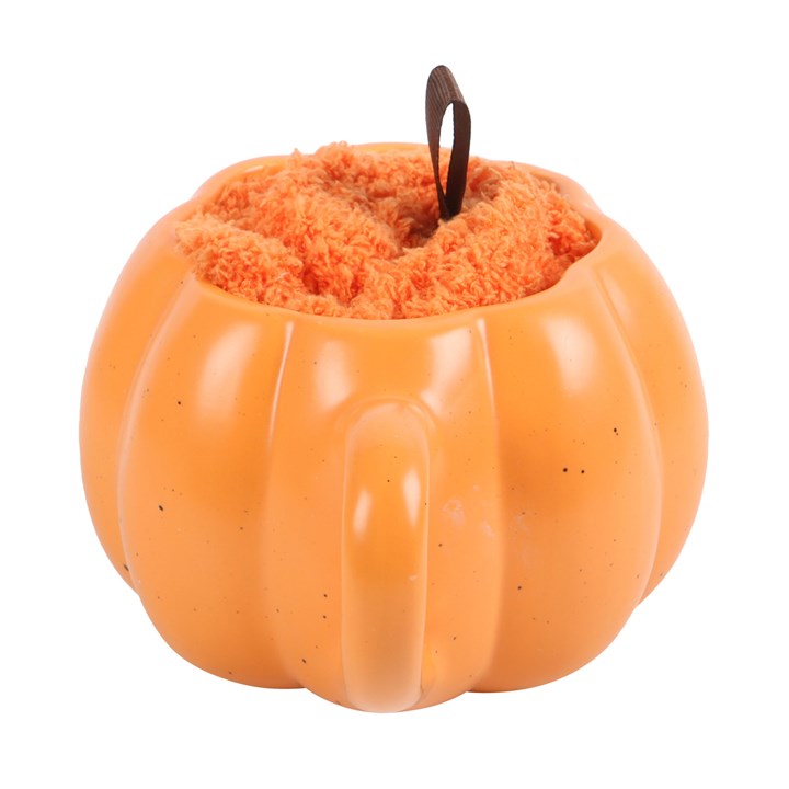 Pumpkin-Shaped Mug & Fluffy Socks Set
