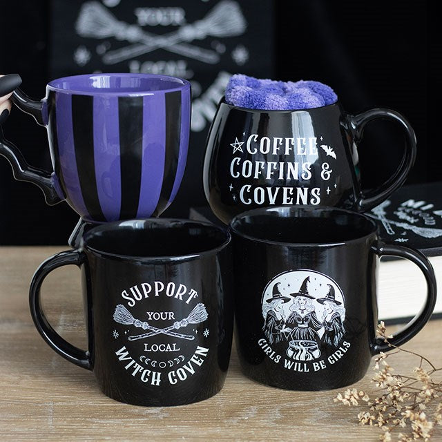 Support Your Local Witch Coven Black Ceramic Mug
