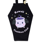 Kawaii Cauldron Club Coffin Shaped Tote Bag with Enamel Pin Badge