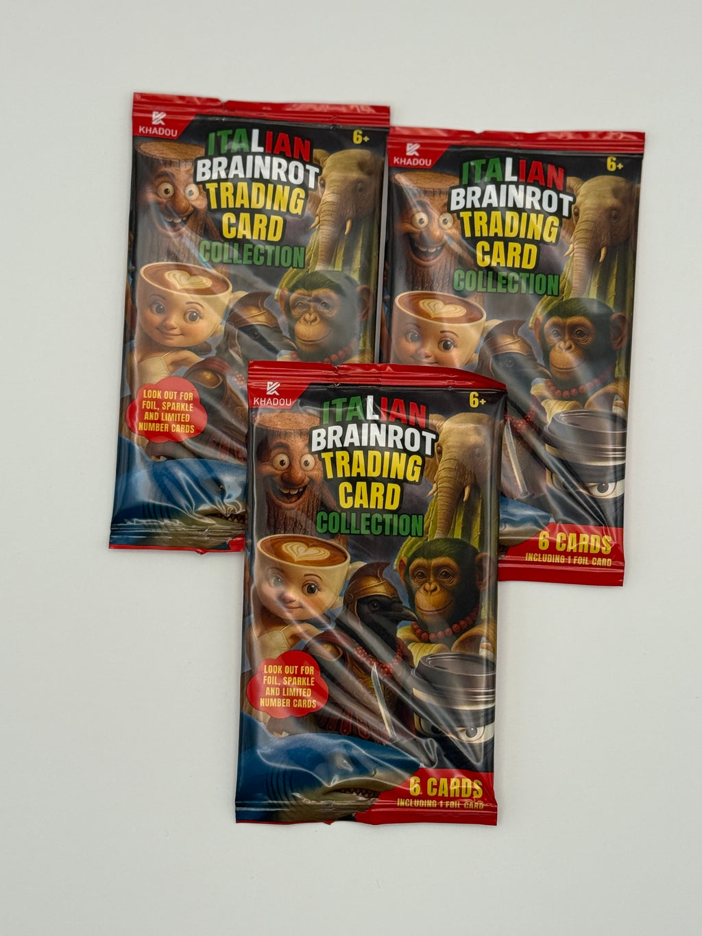 Italian Brainrot Bundle- 25cm Plush Toy, Mystery Bag and 3 Packets of Trading Cards