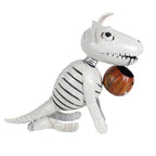 Metal Skeleton Dog Ornament with Pumpkin
