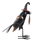 Metal Glitter Raven Ornament with Pumpkin