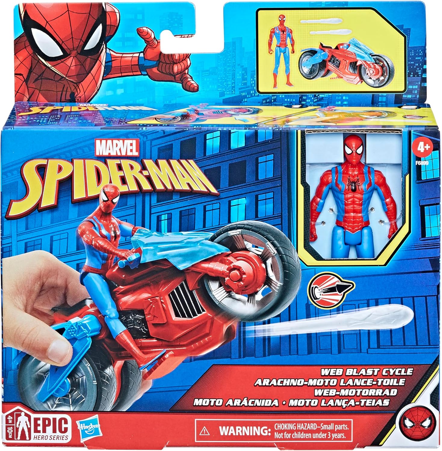 Spider-Man Marvel Web Blast Cycle Toy Set with 10-cm Action Figure and 2 Web Projectiles