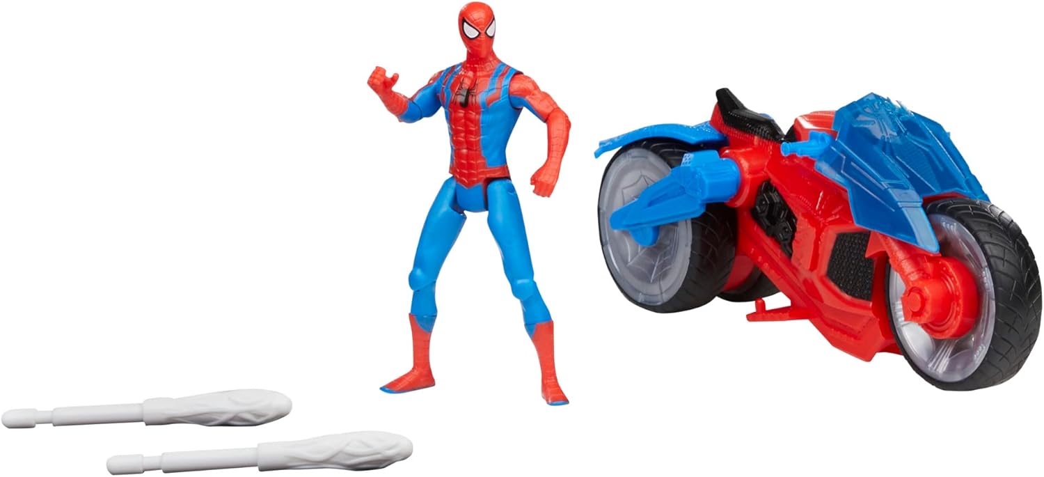 Spider-Man Marvel Web Blast Cycle Toy Set with 10-cm Action Figure and 2 Web Projectiles