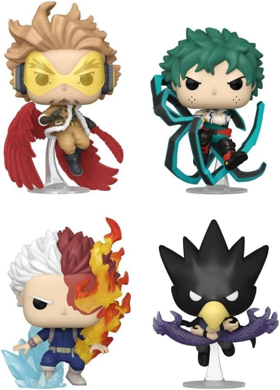 Funko Pop! My Hero Academia 4pack flocked set - Hawks #1141 Izuku Midoriya #1347, Shoto Todoroki #1348, Fumikage Tokoyami #1351