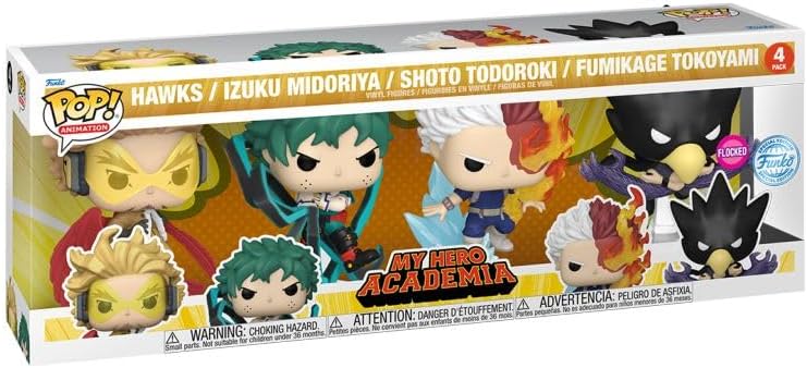 Funko Pop! My Hero Academia 4pack flocked set - Hawks #1141 Izuku Midoriya #1347, Shoto Todoroki #1348, Fumikage Tokoyami #1351