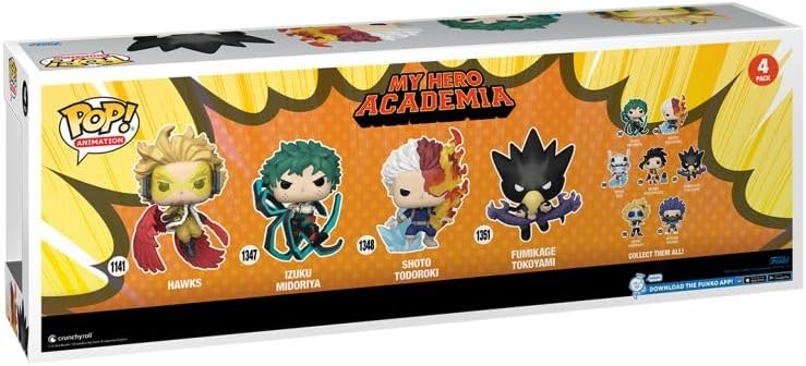 Funko Pop! My Hero Academia 4pack flocked set - Hawks #1141 Izuku Midoriya #1347, Shoto Todoroki #1348, Fumikage Tokoyami #1351