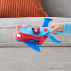 Jazwares Marvel Spider and His Amazing Friends Team Split Racer - 8.5-Inch Three-in-One Vehicle with Web Darts, Sound Effects, and Phrases