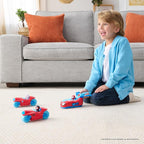 Jazwares Marvel Spider and His Amazing Friends Team Split Racer - 8.5-Inch Three-in-One Vehicle with Web Darts, Sound Effects, and Phrases