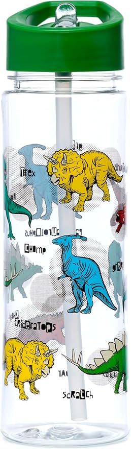 Puckator Dinosauria Drinks Bottle With Flip Straw 550ml
