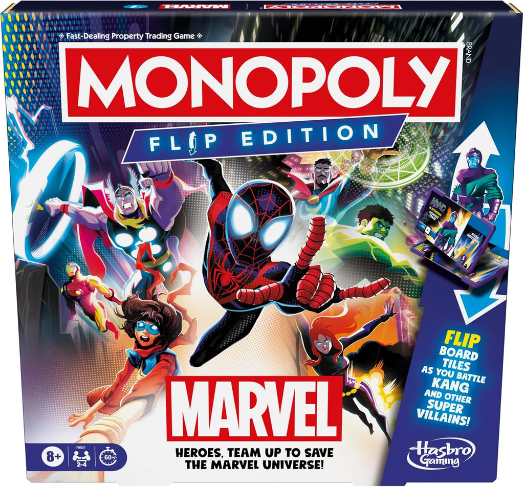 Hasbro Gaming Monopoly Flip Edition: Marvel, Strategy Board Game