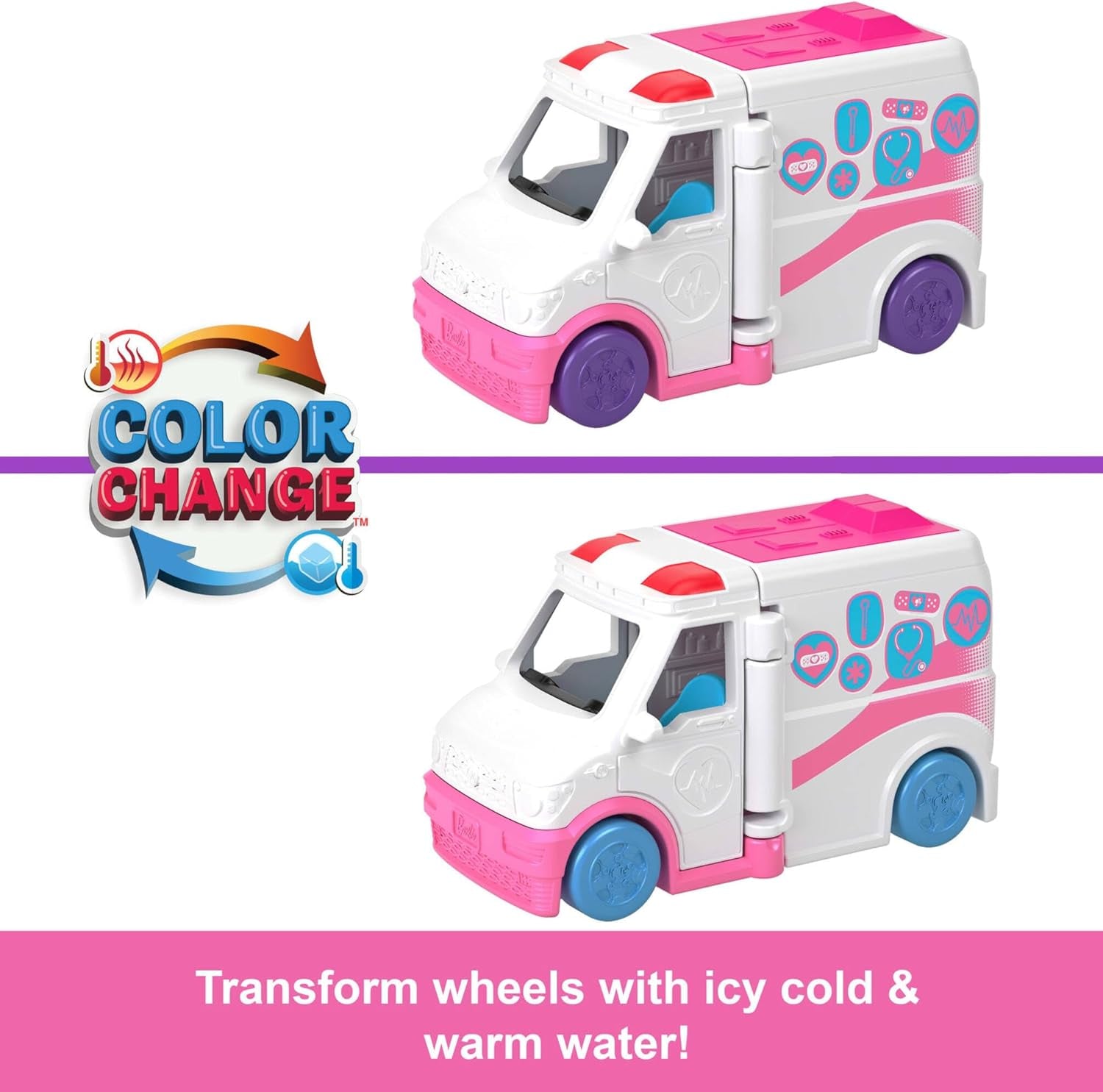 Mattel Barbie Mini Barbie Land 4-Pack Doll & Toy Vehicle Set with 4 1.5-inch Dolls & 4 Iconic Toy Vehicles with Color-Change Surprise