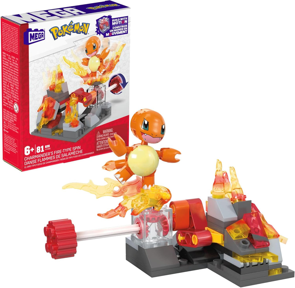 MEGA Pokémon Action Figure Building Toys, Charmander's Fire-Type Spin with 81 Pieces