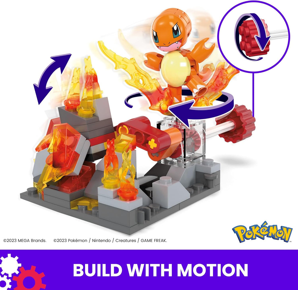 MEGA Pokémon Action Figure Building Toys, Charmander's Fire-Type Spin with 81 Pieces