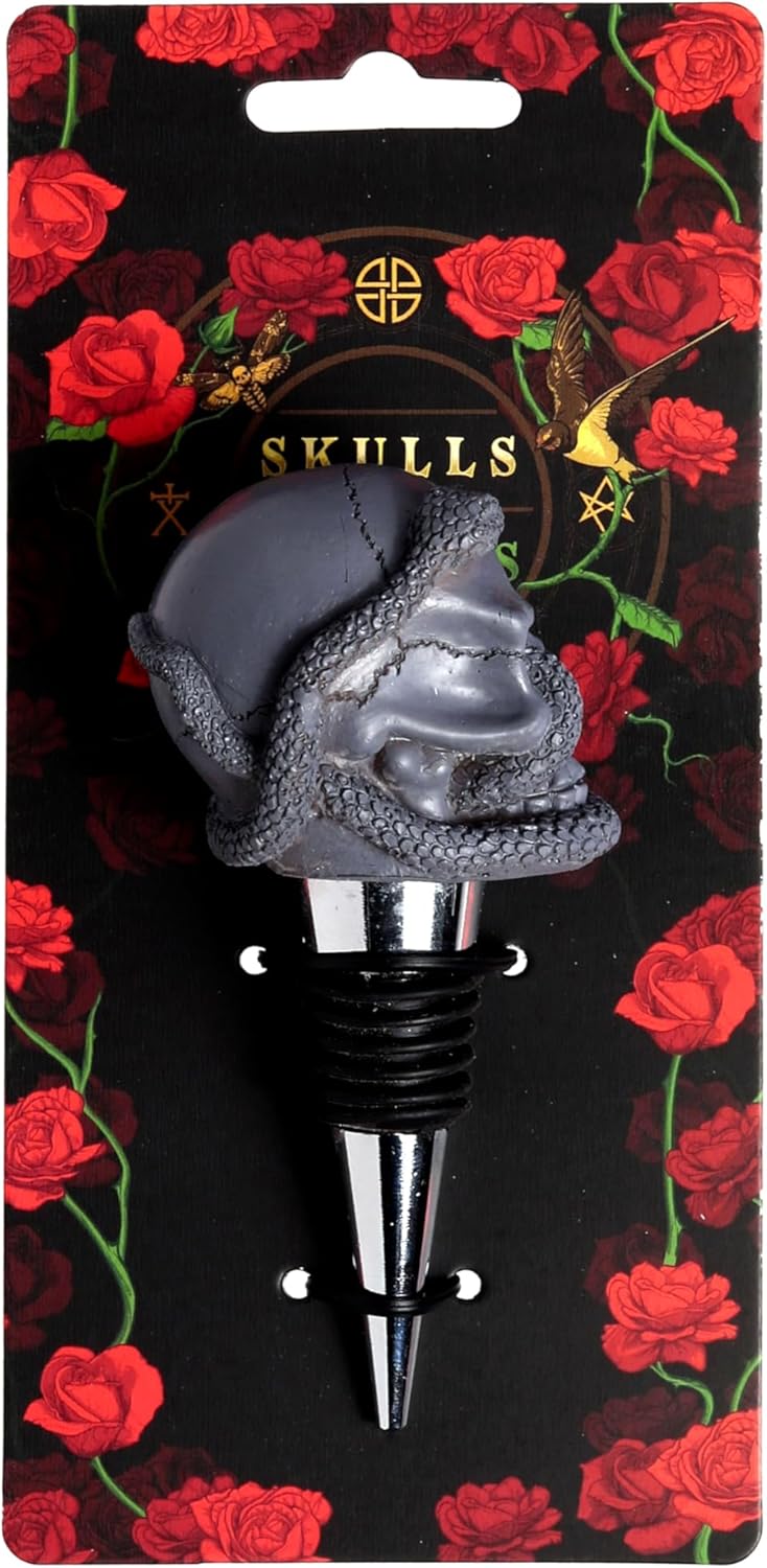 Puckator Skulls and Roses Skull and Snake Bottle Stopper
