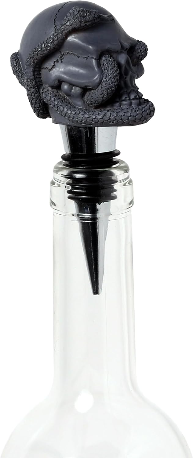 Puckator Skulls and Roses Skull and Snake Bottle Stopper