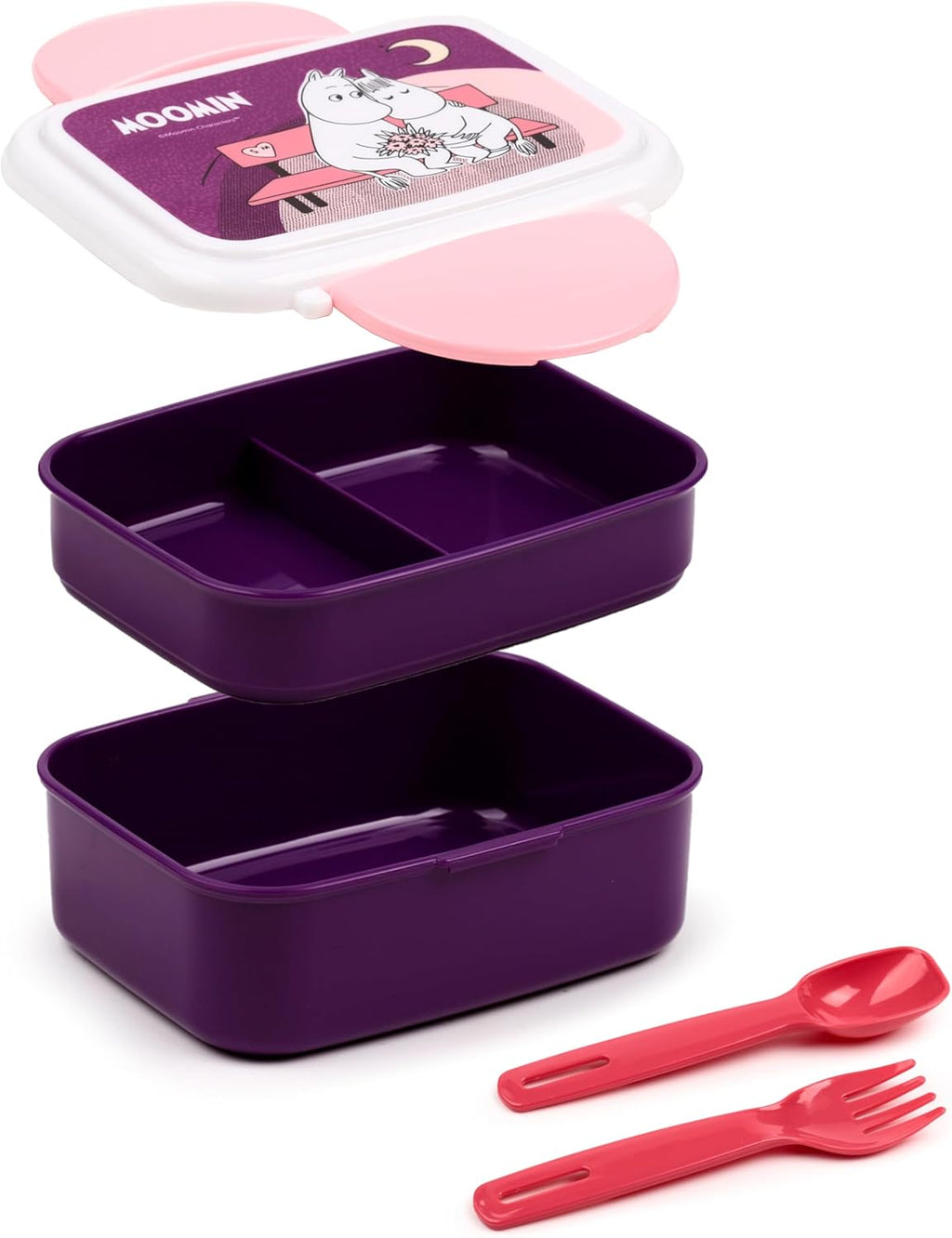 Puckator Moomin Clip Lock Stacked Bento Lunch Box with Cutlery