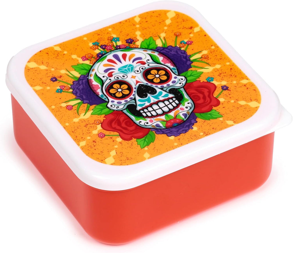 Puckator Set of 3 Stacking Food Containers M/L/XL - Mexican Skull - Day of the Dead - Lunch Box