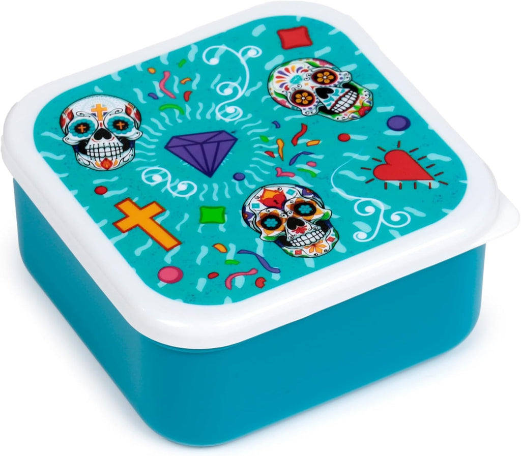 Puckator Set of 3 Stacking Food Containers M/L/XL - Mexican Skull - Day of the Dead - Lunch Box