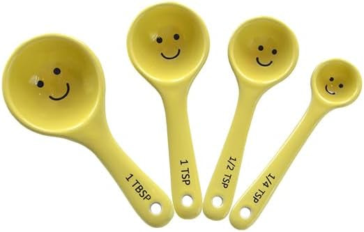 Sass & Belle Happy Measuring Spoons Set – Yellow Ceramic